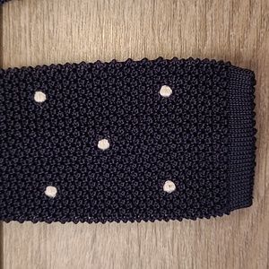 AQUASCUTUM Dark Navy Weave‎ Dots Pattern Italy Skinny Mens Trunk Tie